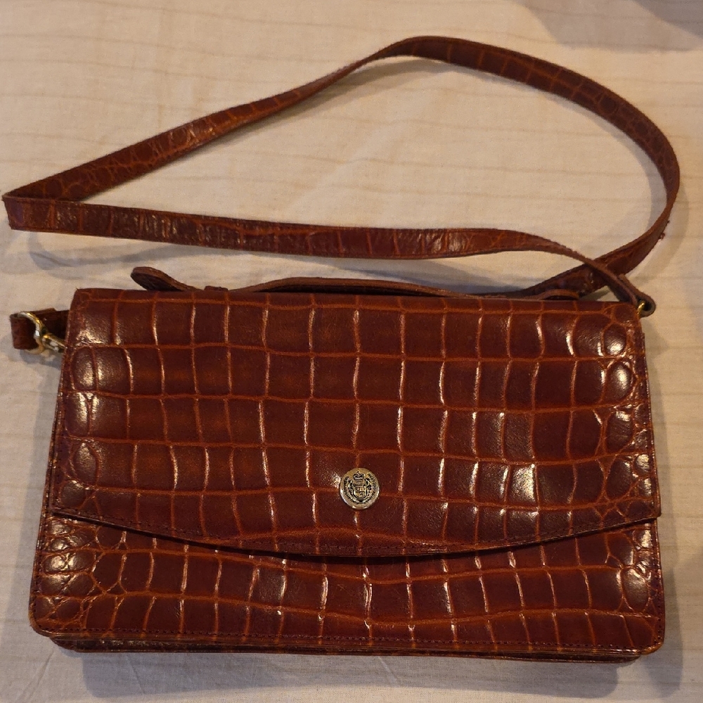 Liz Claiborne Brown Crocodile Crossbody Bag